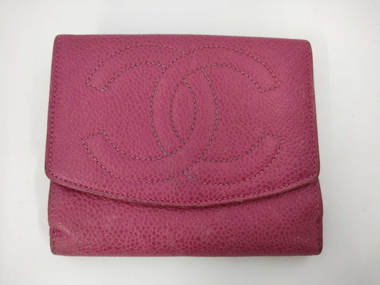 CHANEL Caviar Leather Double Hook Wallet