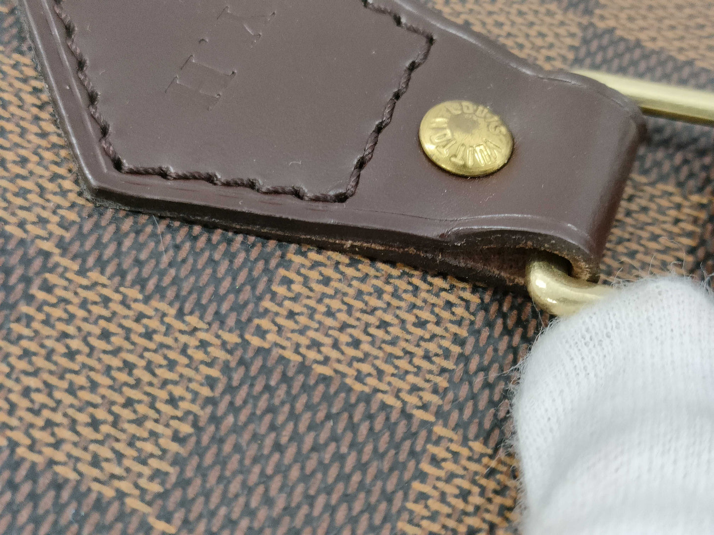 LOUIS VUITTON Damier Sac Plait Tote Bag with Initials