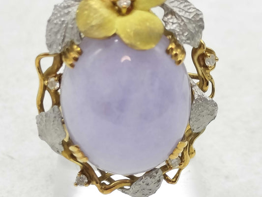 Lavender Jadeite 24.78ct D0.10ct K18/Pt900 19.1g Ring