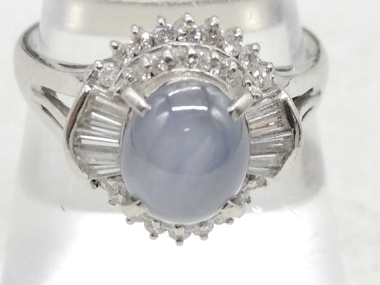 Stainless steel 3.12ct diamond, 0.57ct diamond, Pt900, 6.8g ring