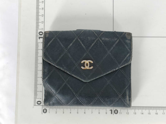 CHANEL Lambskin Double-Hook Compact Wallet, Black, with Seal and Guarantee Card