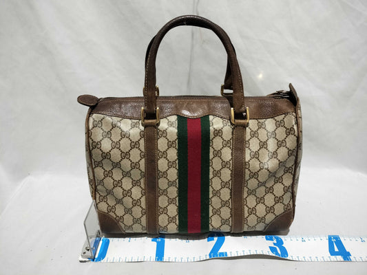 GUCCI GG Canvas Sherry Boston Bag Handbag