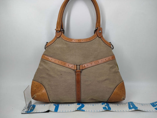 GUCCI Double G Canvas * Punching Leather Handbag