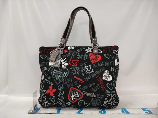 COACH 16052 Poppy Canvas x Leather Tote Bag
