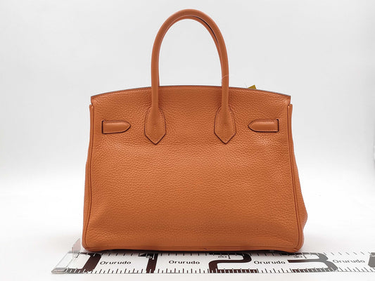 HERMES Birkin 30 Orange Silver Fittings □L Handbag