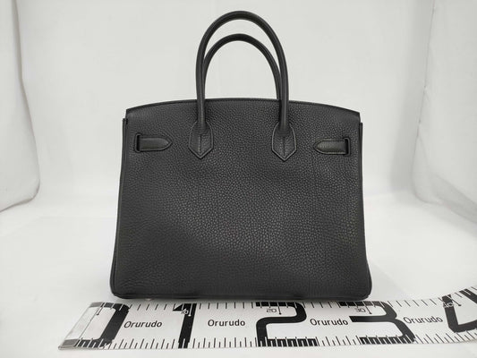 HERMES Birkin 30 Togo Black Handbag with Silver Hardware and O Stamp