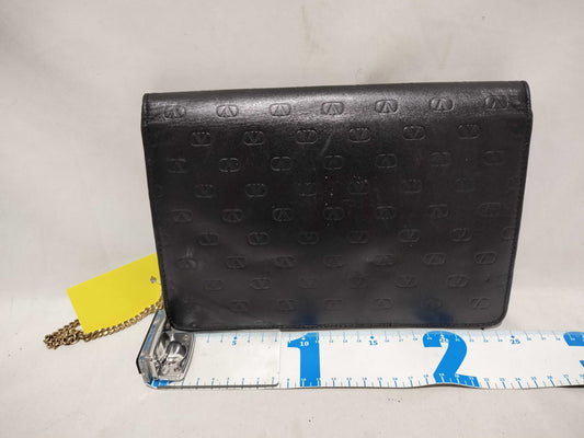 VALENTINO Leather Logo Push Lock Chain Shoulder Bag