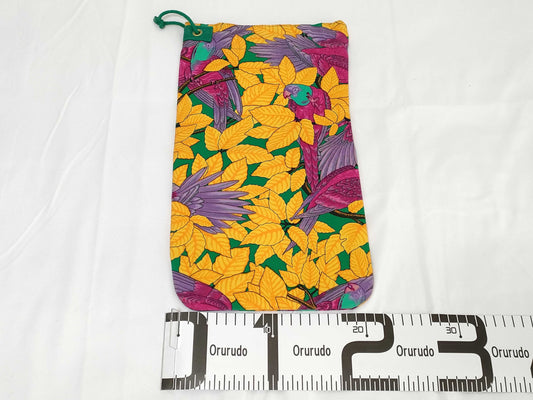 HERMES Botanical Drawstring Bag / Bird Pattern Other Accessories