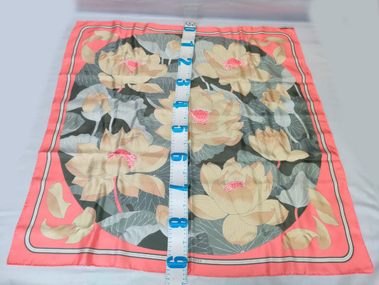 HERMES Carre HERMES Carre FLEURS DE LOTUS Green Scarf Scarf
