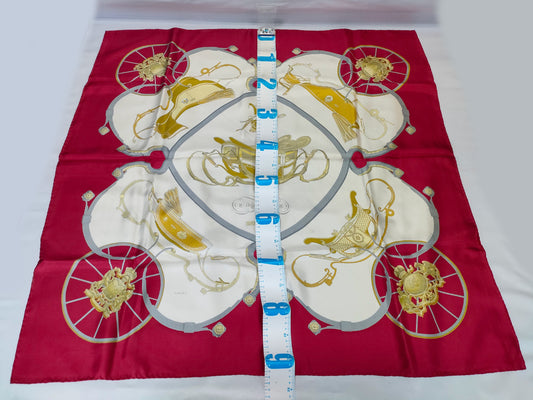 HERMES Carre Carre 90 SPRINGS Red Scarf with Missing Tag