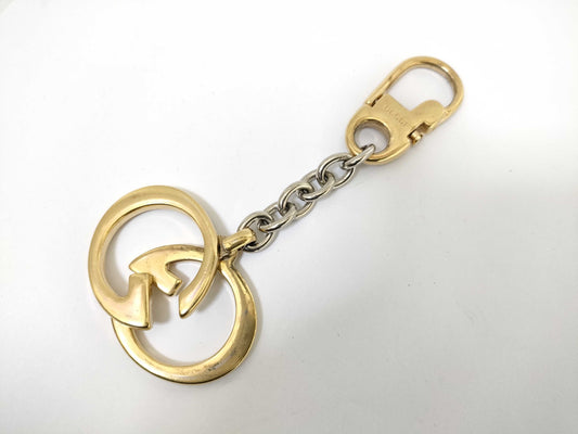 GUCCI Double GG Key Ring Gold Color Key Case/Key Holder