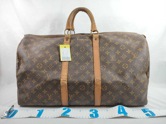 LOUIS VUITTON Monogram Keepall Paper Tag Boston Bag