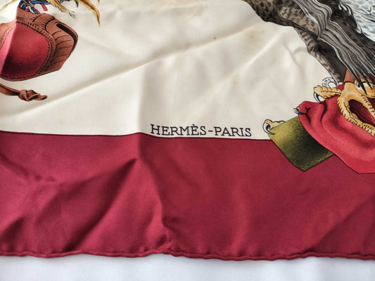 HERMES Carre Chasse a Vol Scarf with tag