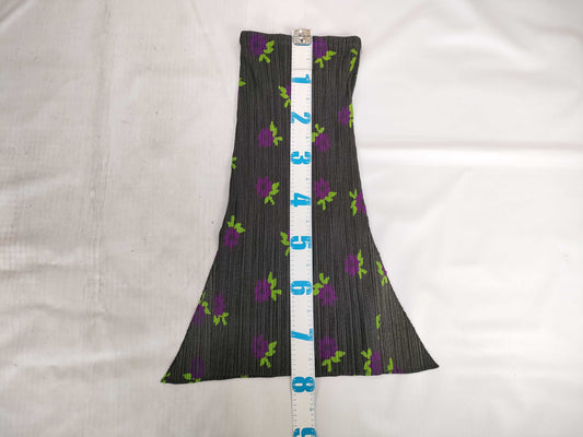 ISSEY MIYAKE Pleats Please Slit Skirt DGY/ PU Floral Print Skirt