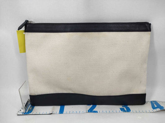 BALENCIAGA Canvas x Leather Clutch Bag Beige x Black Clutch Bag