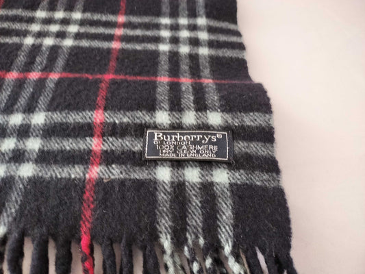 BURBERRY 100% Cashmere Scarf Navy