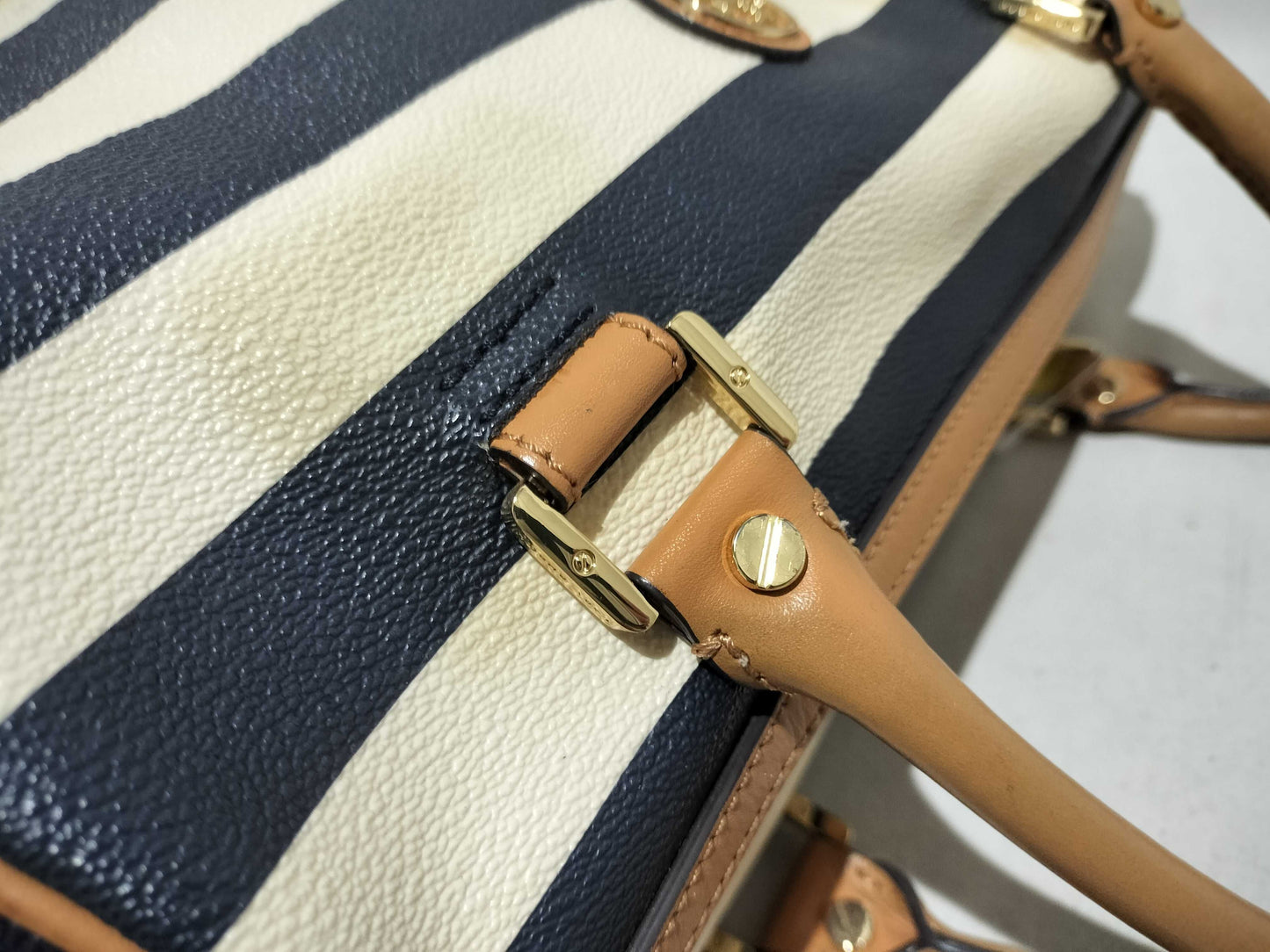 Tory Burch handbag, striped pattern handbag