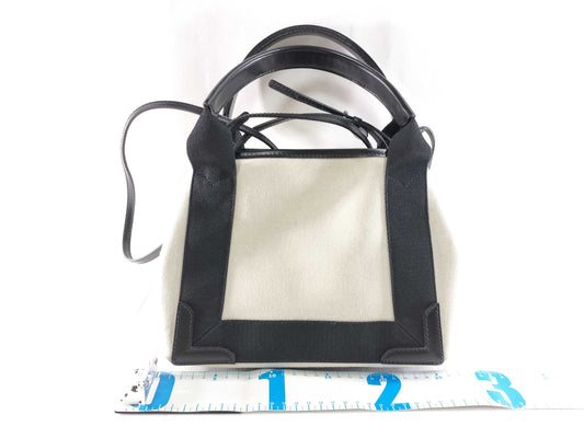 BALENCIAGA Canvas White x Black Handbag