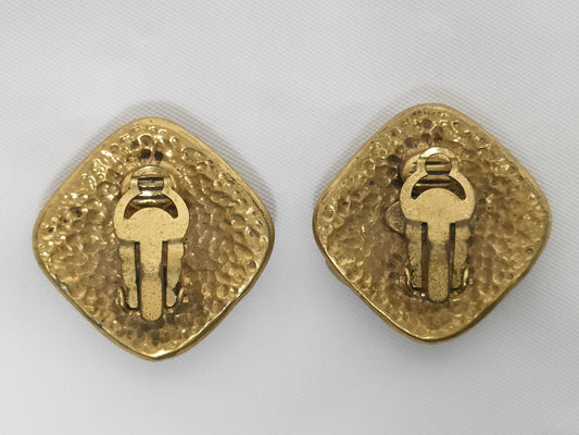 CHANEL Coco 94P Square Gold-Colored Earrings