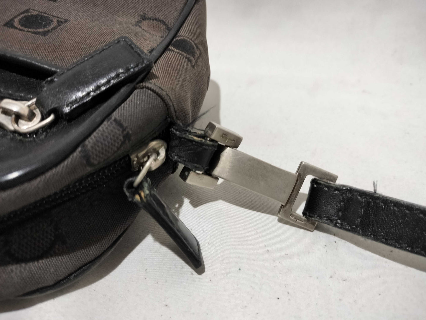 Salvatore Ferragamo Gancini Canvas Pouch Bag