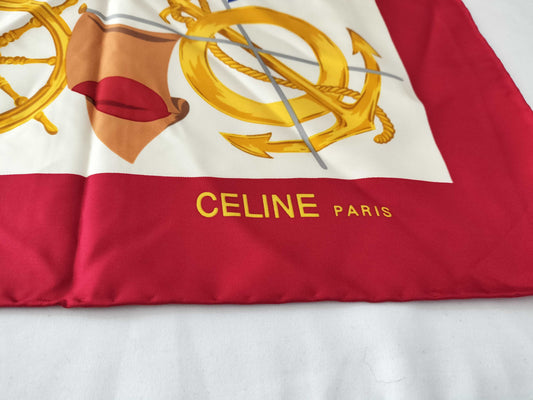 CELINE Marine Motif Scarf Red Scarf
