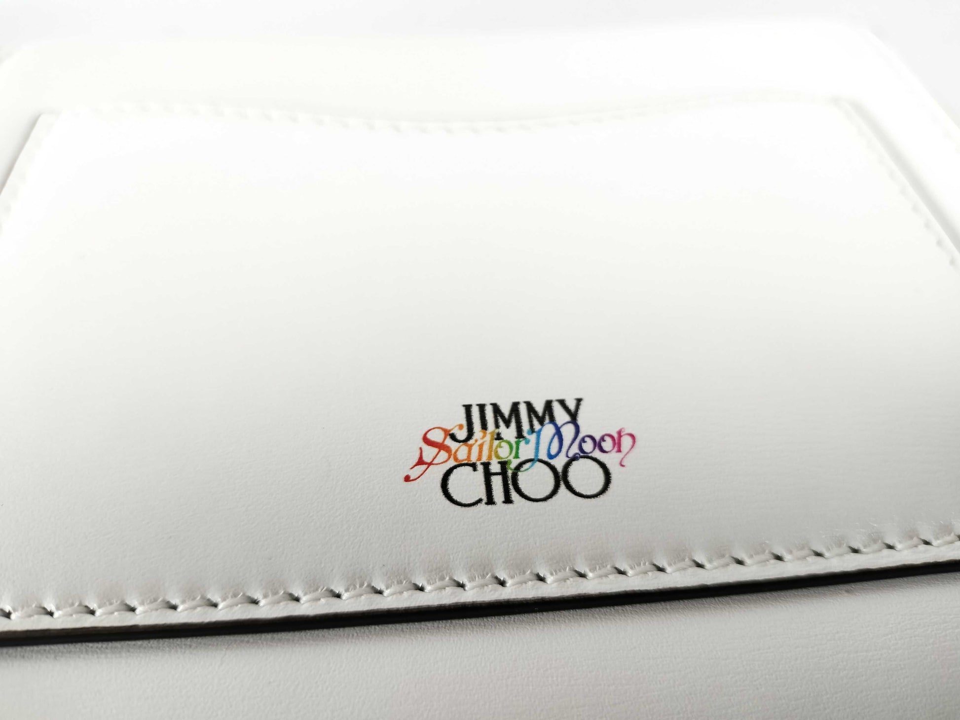 JIMMY CHOO Jimmy Choo x Sailor Moon Leather Shoulder Bag with Original Comic Scene Print, Swarovski Crystals, and Pearl Strap. Sold Out. Prene Shoulder Bag.