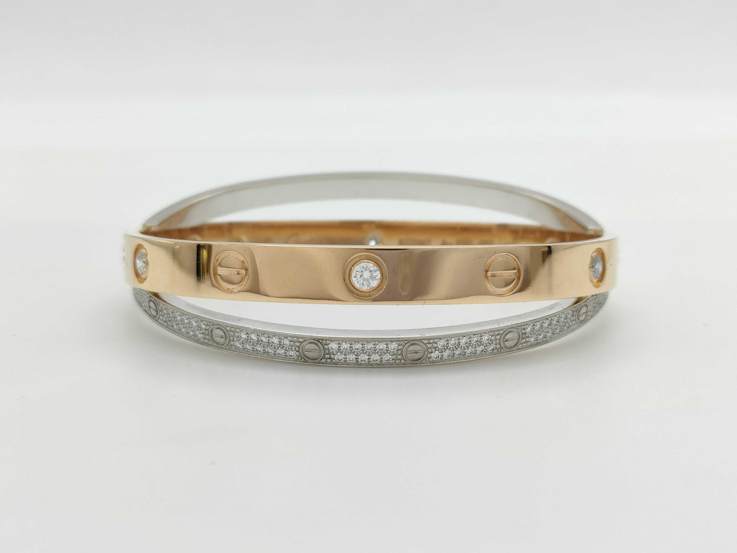 Cartier New Love Breath #16 Diamond PG/WG Au750 43.5g Bracelet Bangle 