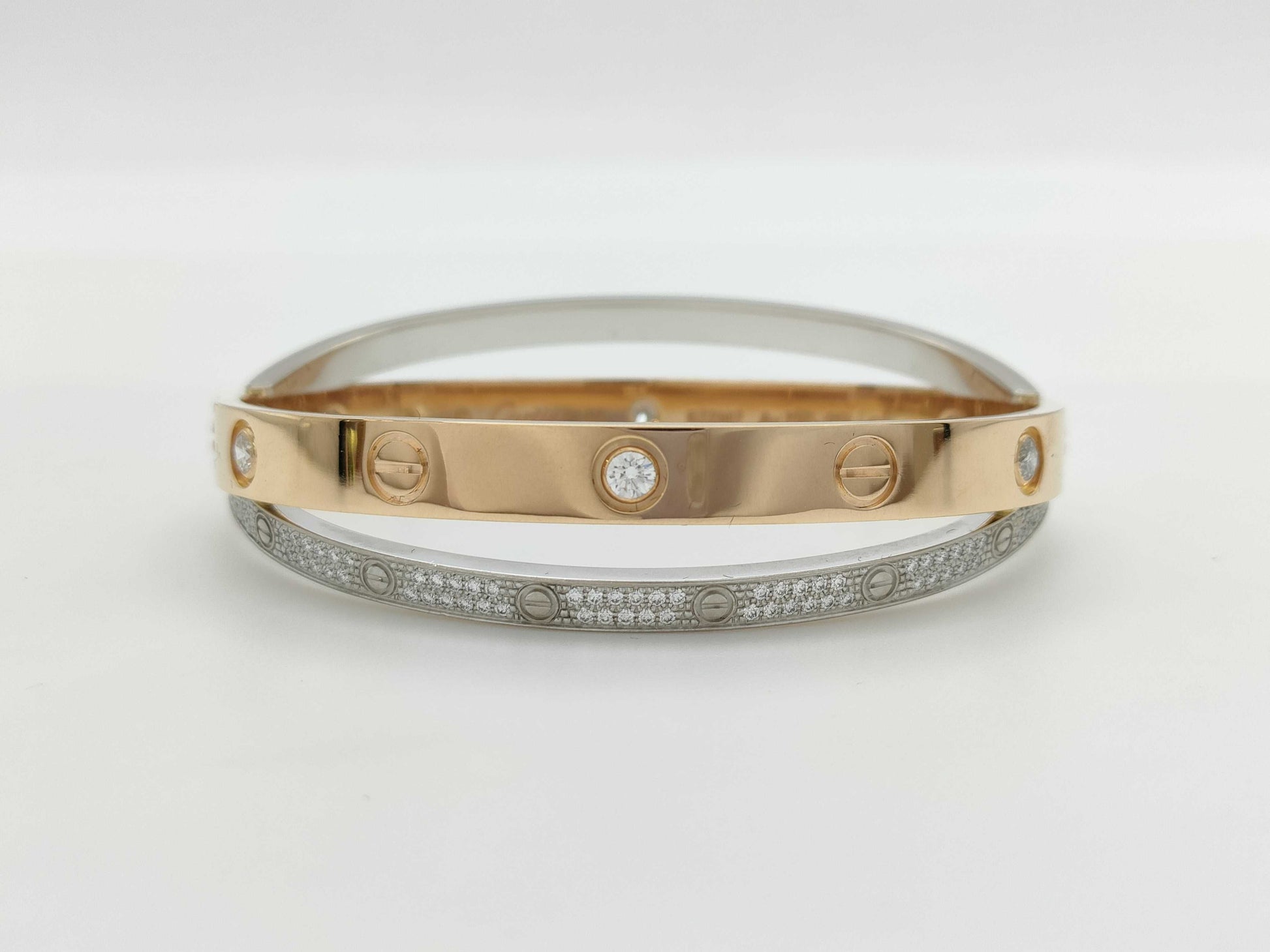 Cartier New Love Breath #16 Diamond PG/WG Au750 43.5g Bracelet Bangle 