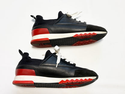 HERMES Sneakers Nylon Leather Black Size 37.5