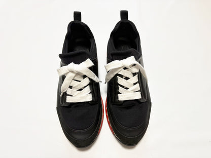 HERMES Sneakers Nylon Leather Black Size 37.5