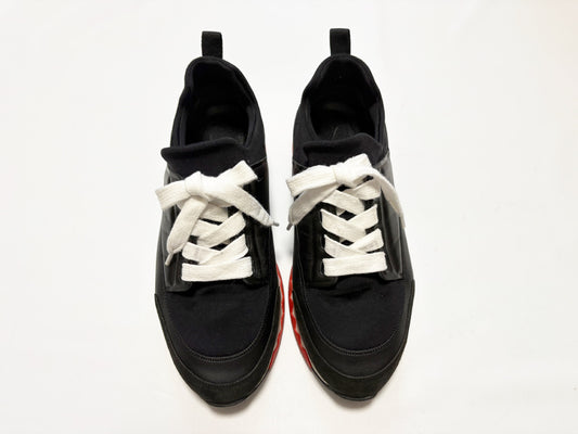 HERMES Sneakers Nylon Leather Black Size 37.5