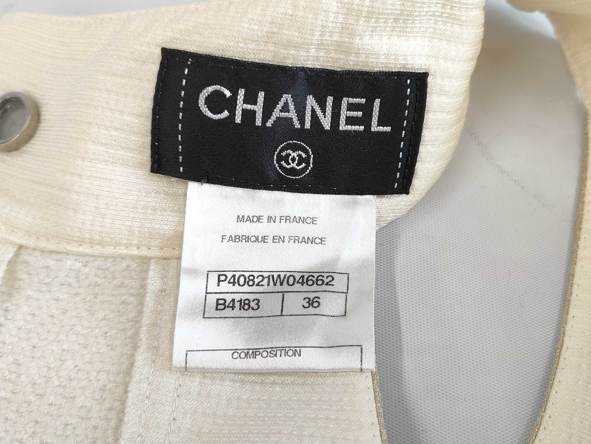 CHANEL Dress P40821W04662 #36 Cream x Gold