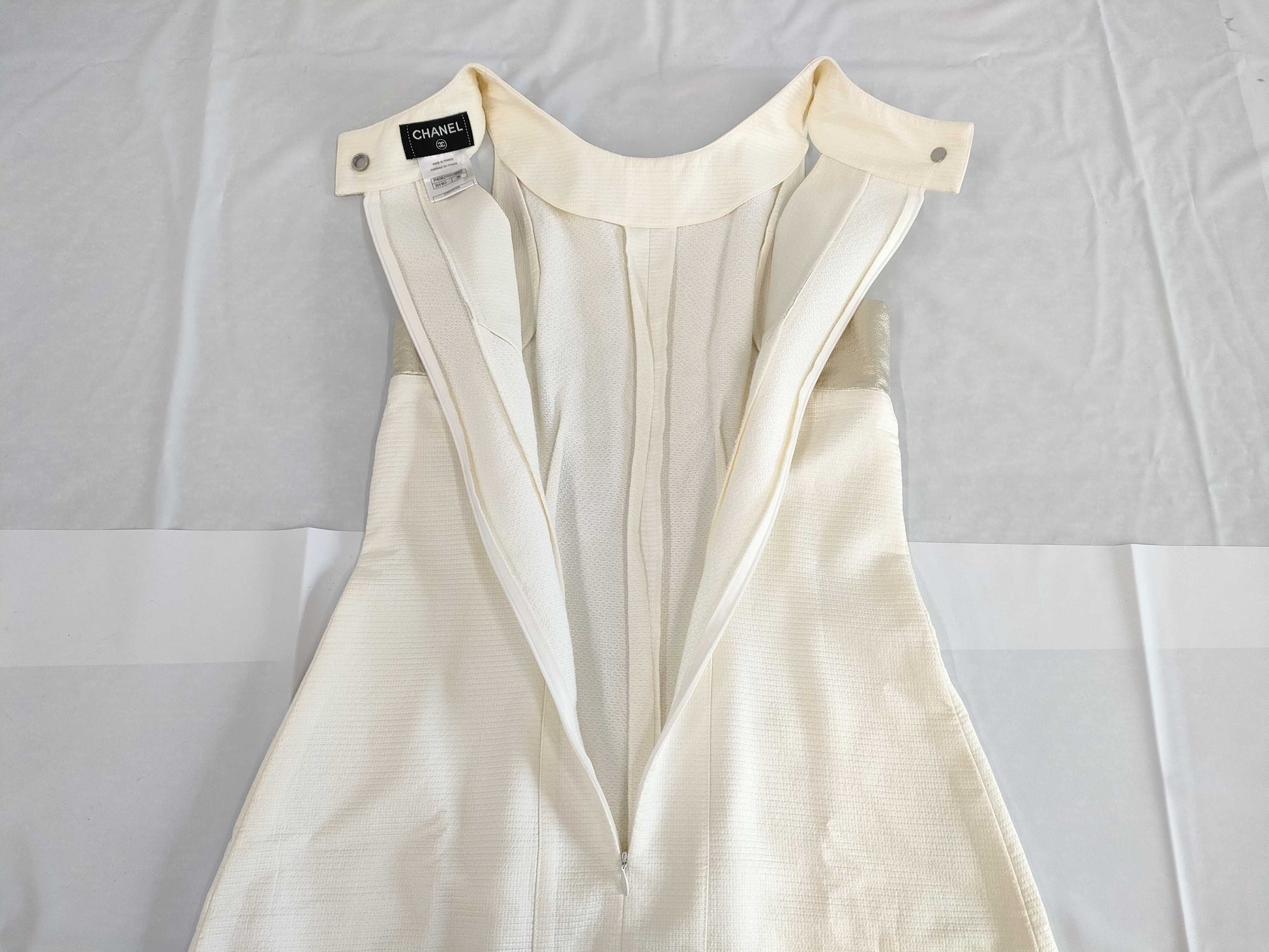 CHANEL Dress P40821W04662 #36 Cream x Gold