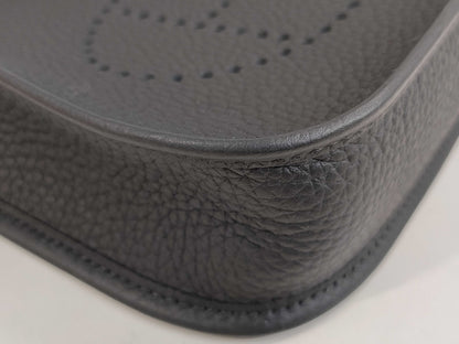 HERMES Evelyn TPM Taurillon Clemence Black W-stamped Shoulder Bag
