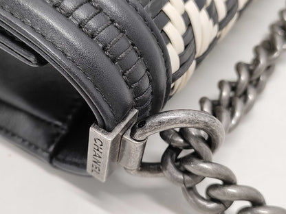 CHANEL Black and White Braided Leboy Shoulder Bag