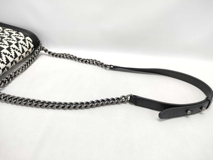 CHANEL Black and White Braided Leboy Shoulder Bag