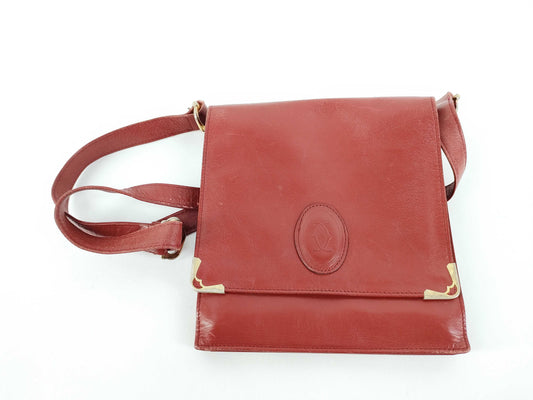 Cartier Must Line Leather Shoulder Bag Bordeaux