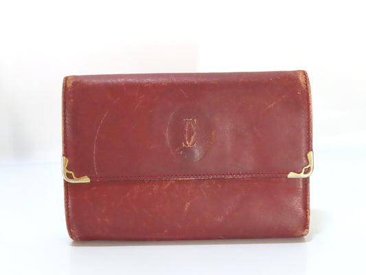 Cartier Must Line Leather Tri-fold Wallet, Bordeaux