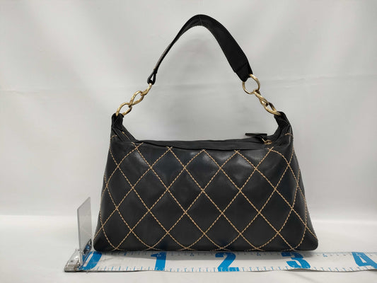 CHANEL One-Shoulder Bag Wild Stitch Calfskin Black
