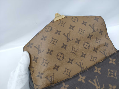 LOUIS VUITTON Metis MM Pochette Handbag, Brown PVC Coated Canvas with Gold Hardware, M44876 FO0169, Shoulder Strap, Dust Bag