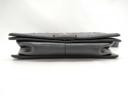 CHANEL Boy Chanel 25 Caviar Leather V-Stitch Chain Shoulder Bag with Seal