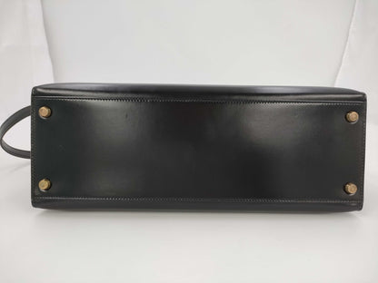 HERMES Kelly 32 Box Calf Black Handbag