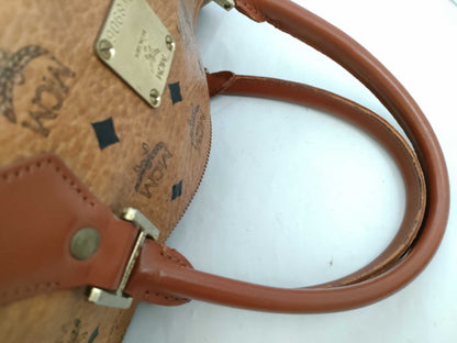 MCM Logogram Boston Bag, Brown, PVC, Handbag