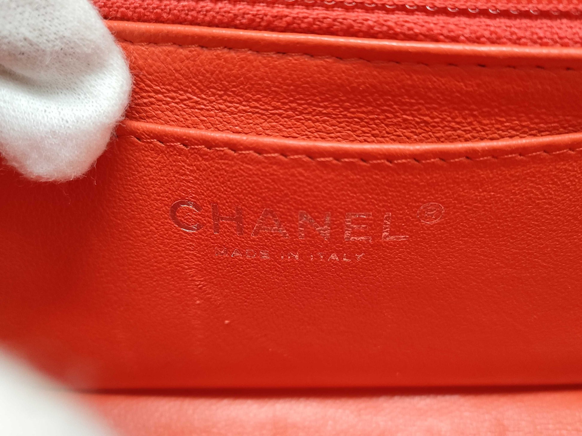 CHANEL Matelasse Enamel Chain Shoulder Bag with Turnlock closure, Orange