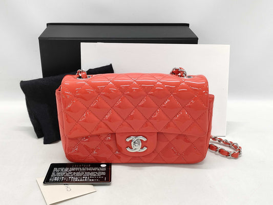 CHANEL Matelasse Enamel Chain Shoulder Bag with Turnlock closure, Orange