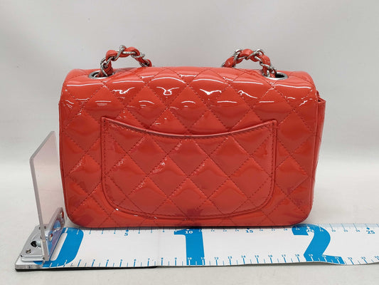 CHANEL Matelasse Enamel Chain Shoulder Bag with Turnlock closure, Orange
