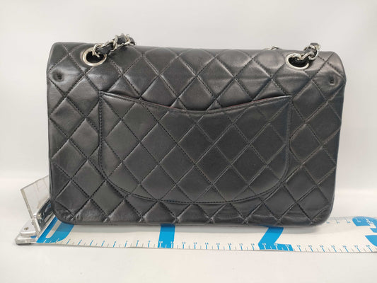 CHANEL Chain Shoulder Bag / Matelasse / 25cm / Double Flap / Lambskin / Black / Card Sticker Included, No. 6