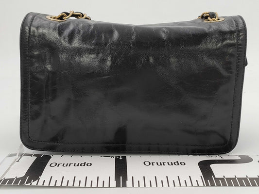 CHANEL Shoulder Bag Chain Shoulder Black Coco Mark Turn Lock Lambskin Matelasse