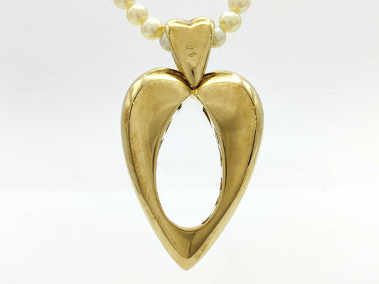 PIAGET Heart Pearl Necklace, 750/18K/14K Gold, 30.5g, Diameter: Approx. 4.1mm-4.3mm