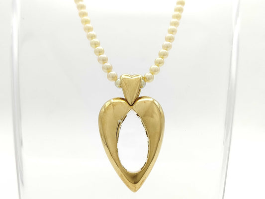 PIAGET Heart Pearl Necklace, 750/18K/14K Gold, 30.5g, Diameter: Approx. 4.1mm-4.3mm